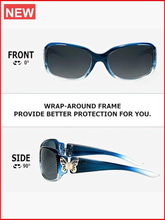 Polarized Wrap Around Butterfly Sunglasses UV400 Jackie-O Style main image 5
